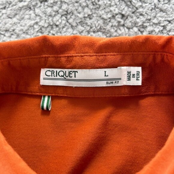 Criquet Mens Polo Shirt Large Burnt Orange Pima Cotton Slim Fit Top - Picture 8 of 10